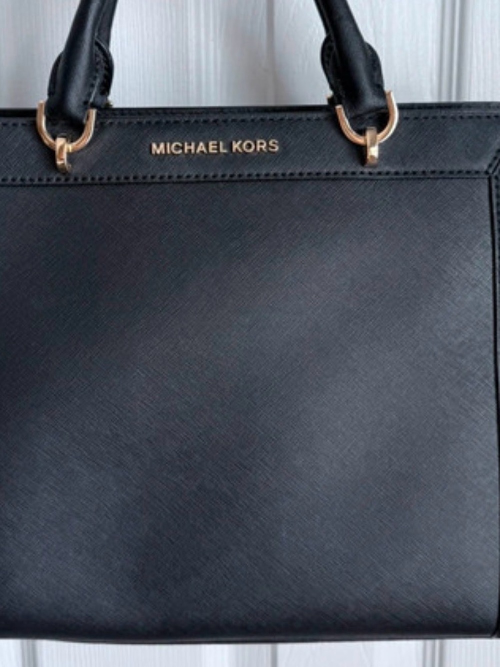 Michael Kors Black Saffiano Satchel with Gold Hardware